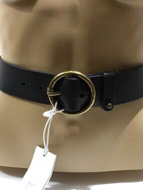 Amsterdam Heritage Luxe, Black Leather Belt with Gold Buckle. NWT